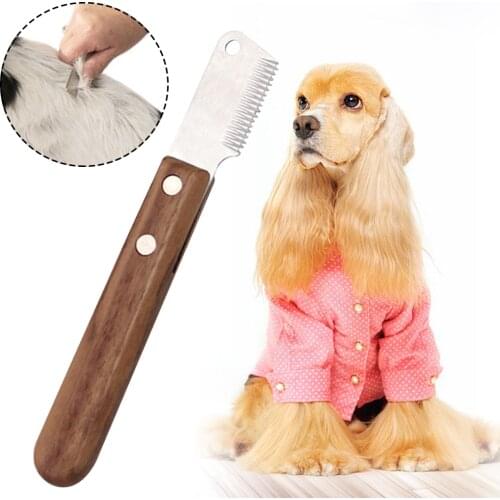 Professional Grooming Dog Comb Stainless Steel Wooden Handle Stripping Knife Pet Hair Remover Pluck Excess Undercoat accessories
