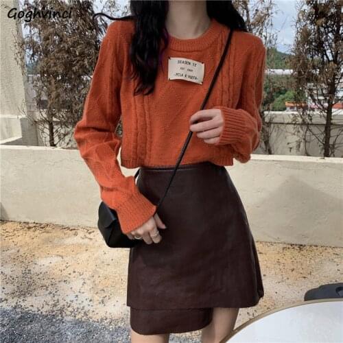 Pullovers Womens Solid Crop Tops Candy Color Sweaters Knitted Twist Harajuku Long Sleeve Casual Trendy Female Students Korean