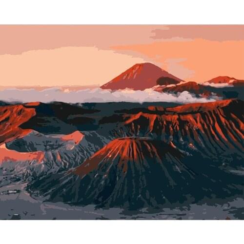 ROYALDREAM Sunset Volcano Abstract Painting Diy Digital Painting By Numbers Modern Wall Art Picture For Home Wall Artwork
