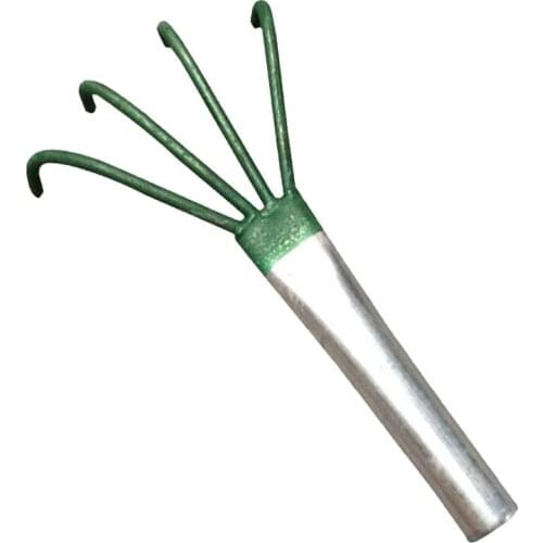 Agricultural Carbon Steel Four-toothed Tines Rake Small Handle Peanut Lawn Leaf Tweezers Garden Tools 35ED