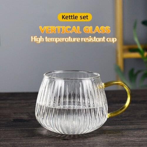 500ml vertical pattern glass cup heat-resistant thickened tea cup home creative cute cup heat-resistant water cup