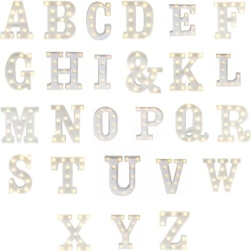 3D Plaque Alphabet Letters LED Light Bulbs Battery Power Alphabet Night light Home Bedroom Wedding Party Decor Lamp