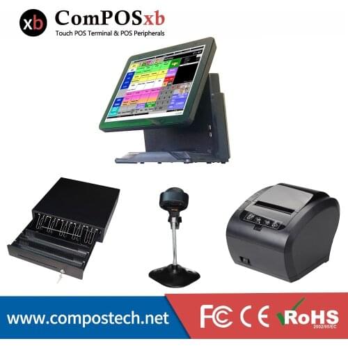 WindowsPOS Terminal 15 Inch Touch Screen Pos System/Cash Register/Cashier solution With Printer/Scanner/Cash Drawer