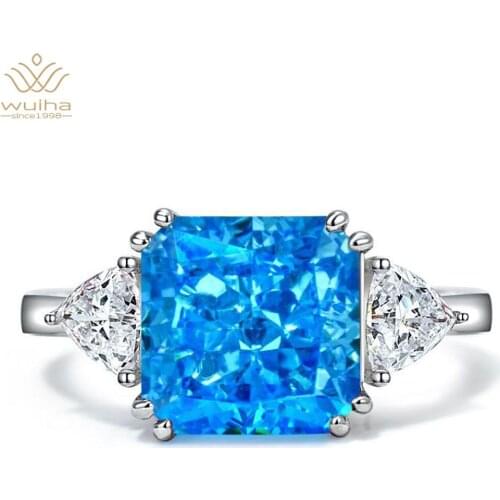 Wuiha 100% 925 Sterling Silver Created Moissanite Citrine Sapphire Gemstone Wedding Engagement Ring Fine Jewelry Wholesale