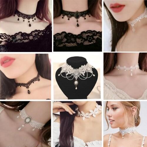 Lace Chocker Women Tassel Tattoo Velvet choker Maxi Necklace Statement Collier Ras Du Cou femme Jewelry Collana Collares Mujer