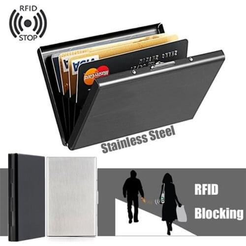 Anti-Scan RFID 1 PC Stainless Steel ID Credit Card Holder Slim Blocking Wallet Case Business Card Protection Holder Case