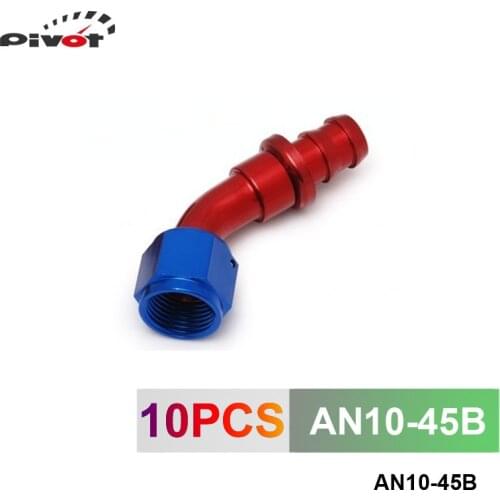 10pcs /set 45 Degree High Performance -AN10 Hose End Fitting Aluminum oil cooler hose fitting AN10-45B