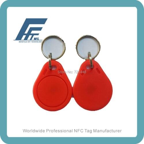 100pcs NFC keyfob tags NDEF formatted Red Key fob compatible with all nfc mobile phones Ntag213