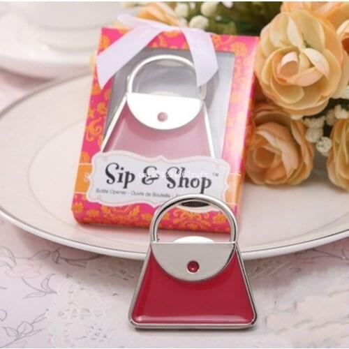 100pcs Sip and Shop Purse Bottle Openers Wedding Favor Gift Wine Opener Beer Opener Party Favors Free Shipping