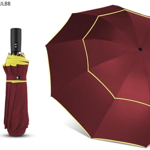 120CM Fully-Automatic Umbrella Rain Women Double Big 3Folding Wind Resistant Large Umbrella Men High Quality Business Car Umbrel