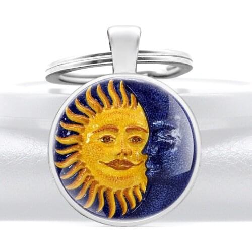 2020 New Arrival Sun And Moon Unique Design Charm Keychains Men Women Keyring Jewelry Gifts