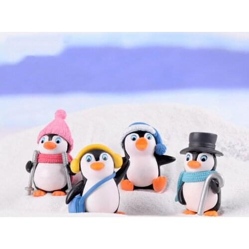 4 pcs Moss Micro-landscape Jewelry Winter Penguin DIY Small Ornaments Toys Multi-interior Ornaments Crafts