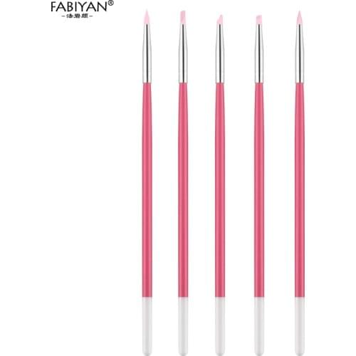 5Pcs/Set Nail Art Silicone Pen Brush Wood Carving Emboss Hollow Pottery Sculpture Shaping Clay Dotting Polish DIY Manicure Tools