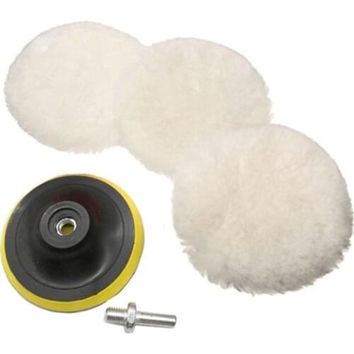 5pcs Wool Polishing Pad Set Waxing Applicator Polishing Disc Buffing Pad Polisher Car Auto Car Paint Care