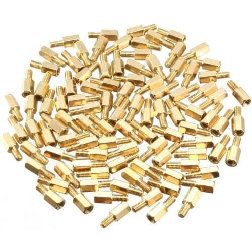 500PCS brass standoff M2*3+3mm Male Female Brass Standoff Spacer Hexagonal Stud PCB Computer PC Motherboard Spacer L=3MM