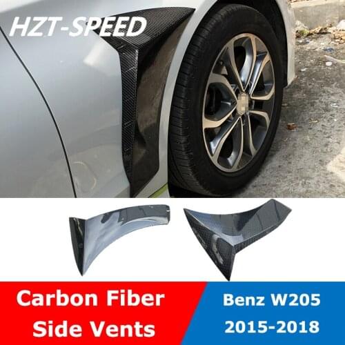 W205 Carbon Fiber Car Decorative Side Air Vents Flow Fender Sticker For Benz C Class 2015-2018