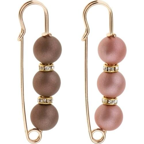 2pcs Rhinestone ABS Pearl Brooch Knit Scarf Hat Lapel Collar Pin Jewelry