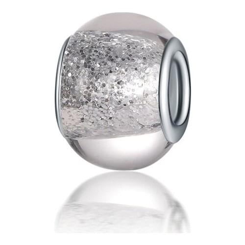 10Pcs Clear Color Glitter Plastic Resin Muranos Large Hole European Spacer Beads Charms Fit Original Pandora Bracelet Jewelry