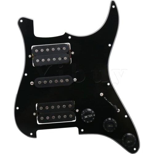 Yibuy Black HSH Loaded Humbucker Guitar Pickguard Guitar Scratch Plate