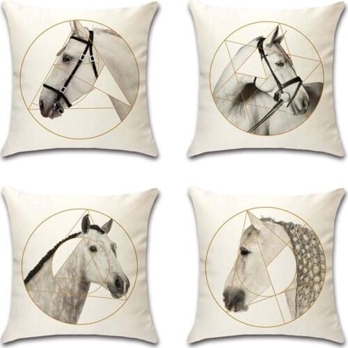 Horse painting Polyester Silk Cushion Cover decorative Home sofa chair car seat friend childrens bedroom gift pillowcase