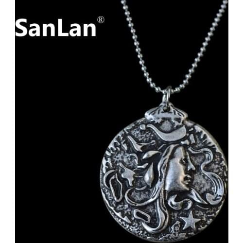 Medusa Wood Cameo Necklace Gorgon Head Snake Serpent Charme With Chain Greek Mythology Jewelry Art 12pcs/lots