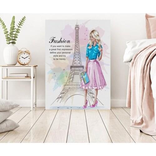 Home Decor Canves Painting Print Fashion Poster Girl Boss Wall Art, Trendy Paris, Eiffel Tower Canvas, Parisian Artwork