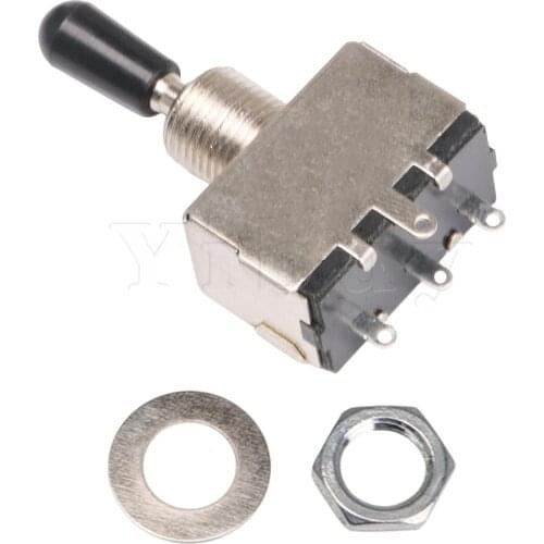 Yibuy Guitar Screw Terminal 3 Position Momentary Toggle Black Handle