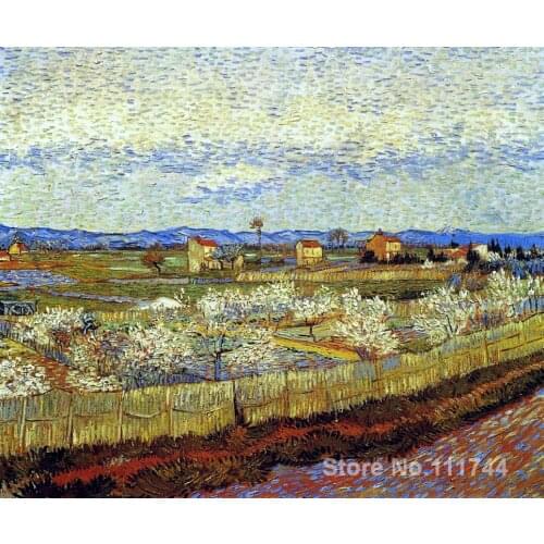 Vincent Van Gogh paintings of Peach Trees in Blossom impressionism art High quality Hand painted