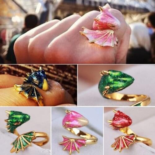 2021 New Dragon Open Ring Enamel Snake Finger Midi Rings Blue Pink For Women Men Gothic Boho Ins Red Green Animal Jewelry Gift