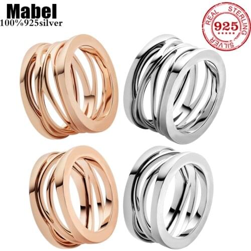 Original 925 sterling silver ring for women with hollow-out rose gold couple ring Classic high quality jewelry wedding gift