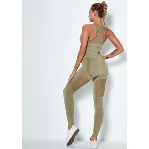 Yoga Sets Seamless Breathable Fitness Clothing High Waist Gym Leggings Padded Push Up Sports Bra Running Sportswear Track suit