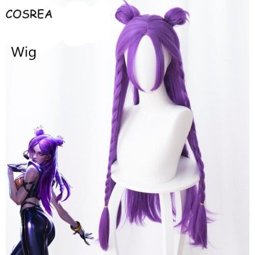 Lol Costumes Kaisa Long Wig Synthetic Wig Women Female Girls Purple Game Character Synthetic Hair Cosplay Costumes