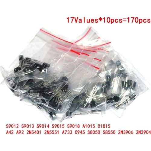 Transistor Assorted Kit S9012 S9013 S9014 S9015 S9018 A1015 C1815 A42 A92 2N5401 2N5551 A733 C945 S8050 S8550 2N3906 2N3904