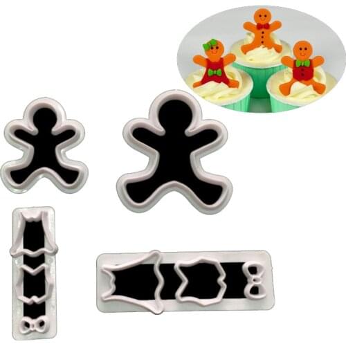 Gingerbread Man Clothes Cookie Cutter Plastic Biscuit Knife Baking Fruit Cake Kitchen Tools Mold Embossing Printing