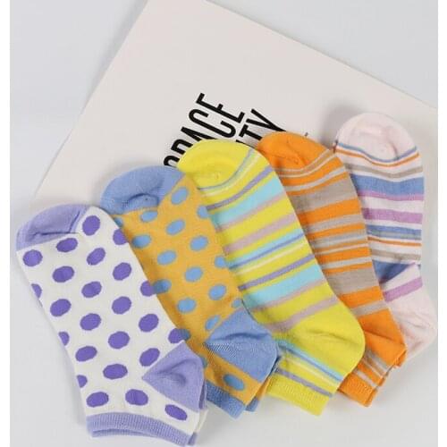 DONG AI Leisure boat socks horizontal strip flower flower hand sewing soft combed cotton nylon bag