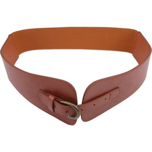 New Retro Totem Belt Women Imitation PU Leather Pin Buckle Wide Female Designer Fashion Brand Waist Belt Ladys Waist Docoration