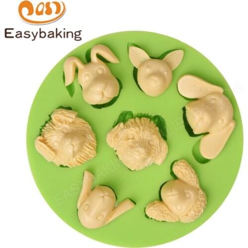 New Animal Dogs Head Shape Round Silicone Chocolate Mould Fondant Baking Cake Decoration Supplies Sugarcraft Molds