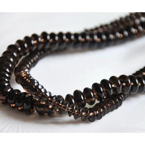 Wholesale 7.5 inch/19cm natural smoky quartz disc rondelle loose beads jewelry making DIY for women