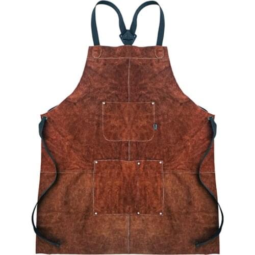 Outdoor Camping BBQ Apron Thick Leather Unisex Home Kitchen Wear-Resistant Overalls
