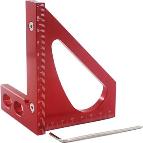 Professional Red Colour Measuring & Layout Tools Scribing Triangular Ruler Aluminum Alloy Miter Carpenter Woodworking Promotion