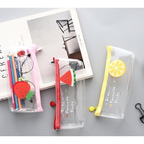 Favorite Fruit Transparent Large Capacity Pencil Bag Stationery Storage Organizer Case School Supply