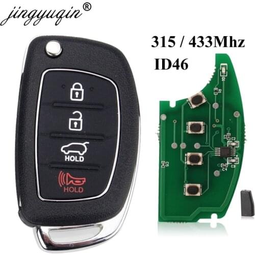 Jingyuqin Remote Flip Key Fob for Hyundai Elantra Accent Ix35 IX45 I30 Solaris Tucson I20 Santa Fe 315/433mhz ID46 Chip