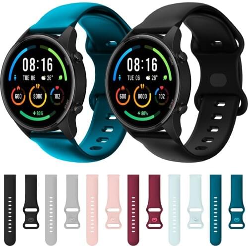 22mm Sport Soft Silicone Double buckle Strap for Xiaomi Mi Watch Color Sports Edition Watch Bracelet Replacement Watchbands