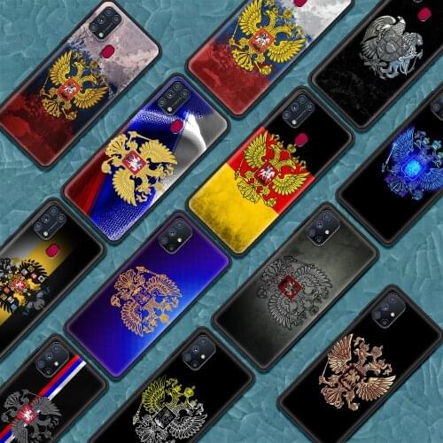 Russia Coat Of Arms Eagle Flag Silicone TPU Case for Samsung Galaxy M31 M51 M21 M11 M31S M30S M01 A7 A9 2018 Luxury Phone Coque
