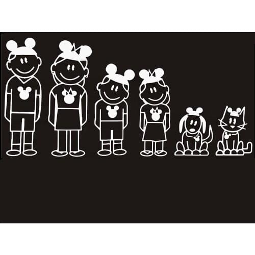 SLIVERYSEA Cartoon Family Pattern Personality Reflective Funny Car Stickers Vinyl Car Styling Car Window Sticker and Decal