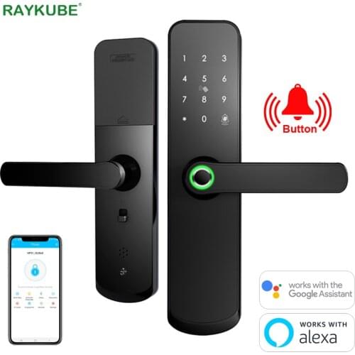 RAYKUBE Fingerprint Intelligence Door Lock TTlock APP Bluetooth 13.56mhz Card With Mortise Lock Keyless For Home/Hotel Smart X7