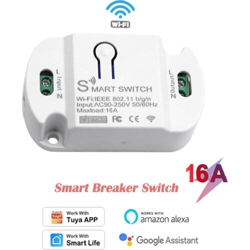 1-30pcs Tuya Wireless Wifi Smart Switch 16A Smart Module Switches Timer Home Automation APP Control Work with Alexa Google Home