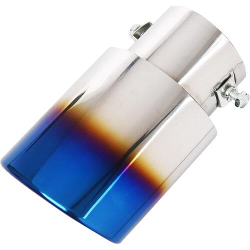 Universal Car Vehicle Exhaust Muffler Steel Tail Pipe:Straight Single Tube(blue)