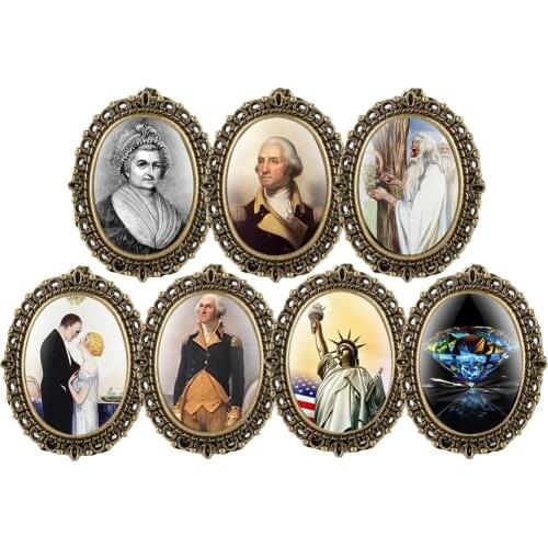 Vintage Oval Pocket Watch for Teenager Bronze Watches for Men Unique George Washington Watch Quartz with Stickers for Boy