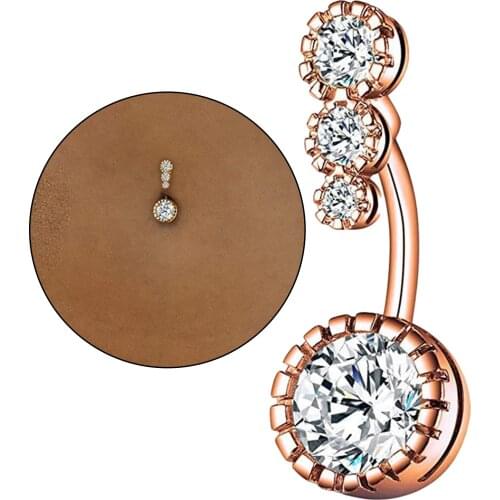 Women Belly Button Rings Crystal Gold Belly Piercing Navel Bars Jewelry